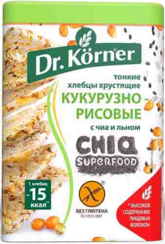 Хлебцы Dr.Korner Кукурузно-рисовые с чиа и льном без глютена 100г арт. 522793