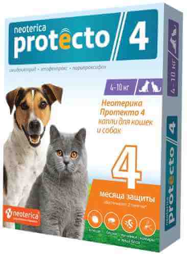 Капли Neoterica Protecto для кошек и собак 4-10кг 2шт арт. 1198666