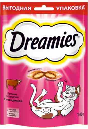 Лакомство для кошек Dreamies подушечки с говядиной 140г арт. 318263