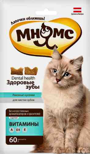 Лакомство для кошек Мнямс Хрустящие подушечки Здоровые зубы 60г арт. 995544