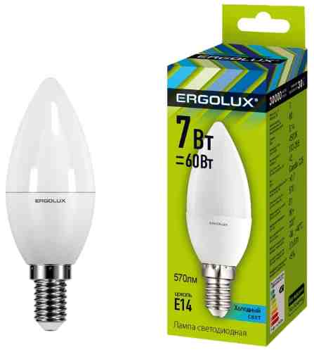 Лампа светодиодная Ergolux LED E14 7Вт арт. 1078679