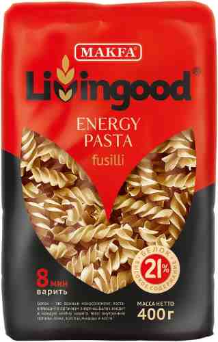Макароны Makfa Livingood Energy Pasta Fusilli высокобелковые 400г арт. 966551