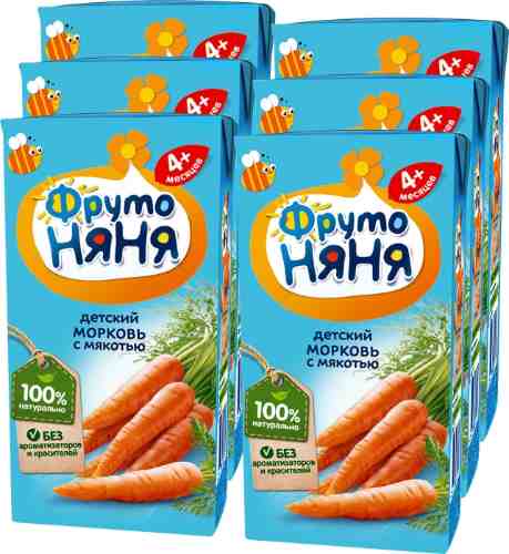 Нектар ФрутоНяня Морковь с мякотью с 4 месяцев 200мл (упаковка 6 шт.) арт. 305745pack