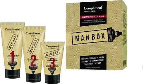 Подарочный набор Compliment men Man Box Гель для бритья 50мл + Гель после бритья 50мл + Средство от порезов 25мл арт. 1136137