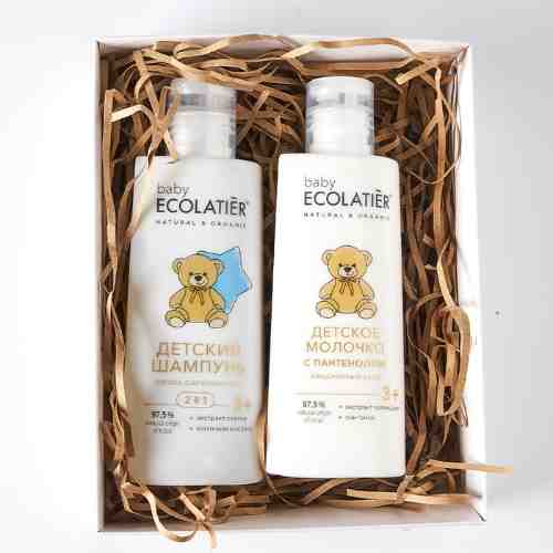 Подарочный набор Ecolatier Pure Baby 3+ Шампунь детский 2в1 Легкое расчесывание 150мл и Молочко детское Ежедневный уход арт. 1008059