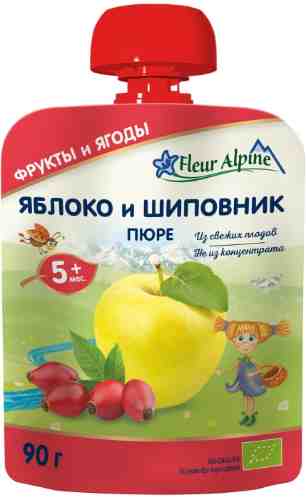 Пюре Fleur Alpine Organic Яблоко и шиповник с 5 месяцев 90г арт. 508759