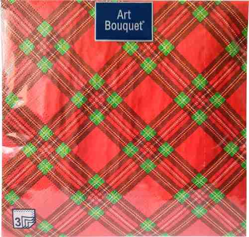 Салфетки бумажные Art Bouquet Шотландская клетка красная 3 слоя 33*33см 20шт арт. 1051862