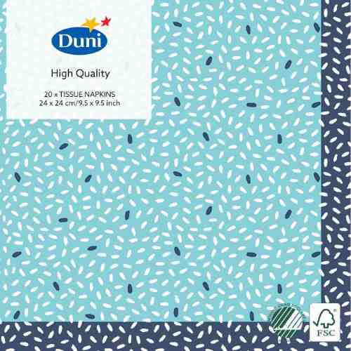 Салфетки бумажные Duni Rice Blue 3 слоя 24*24см 20шт арт. 958682
