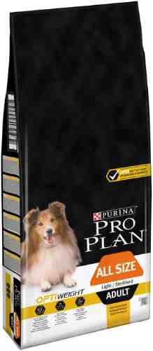 Сухой корм для стерилизованных собак Pro Plan All Size Adult Light/Sterilised для контроля веса с курицей 14кг арт. 860627