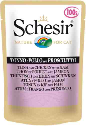 Влажный корм для кошек Schesir Тунец курица с ветчиной 100г (упаковка 20 шт.) арт. 716900pack