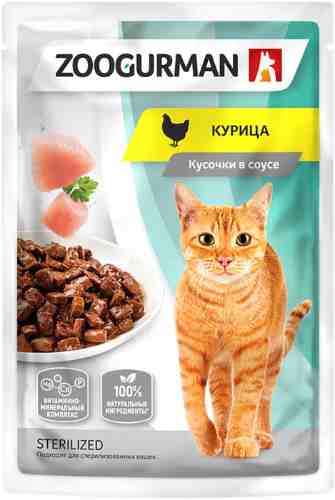 Влажный корм для кошек Зоогурман Кусочки в соусе Курица 85г (упаковка 30 шт.) арт. 1012958pack