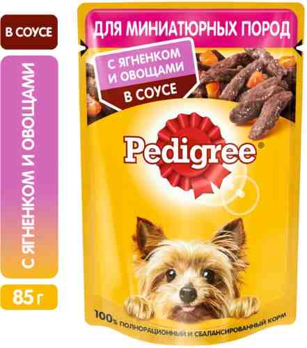 Влажный корм для собак Pedigree для миниатюрных пород с ягненком и овощами в соусе 85г арт. 988481