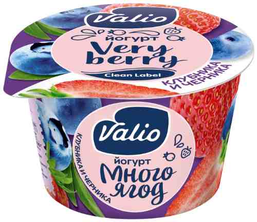 Йогурт Valio с черникой и клубникой 2.6% 180г арт. 307843