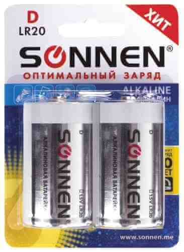 Батарейки Sonnen Alkaline D LR20 13А 2шт арт. 1194533