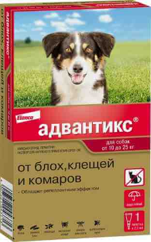 Капли для собак Bayer Адвантикс 10-25кг от блох и клещей 1 пипетка*2.5мл арт. 1206731