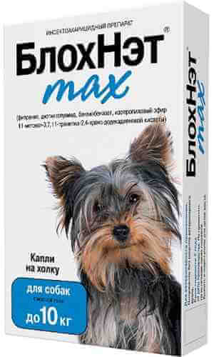 Капли на холку для собак и щенков БлохНэт Max до 10кг против клещей и блох 1мл арт. 1206754