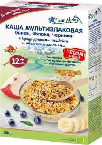 Каша Fleur Alpine Готовый завтрак мультизлаковая Банан Яблоко Черника с 12 месяцев 200г арт. 1015064
