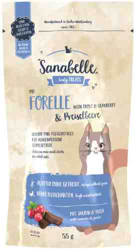 Лакомство для кошек Sanabelle Snack с форелью и клюквой 55г арт. 1175707