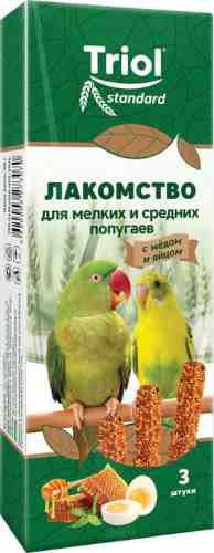Лакомство для птиц Triol Standard для мелких и средних попугаев с медом и яйцом 80г арт. 1081077