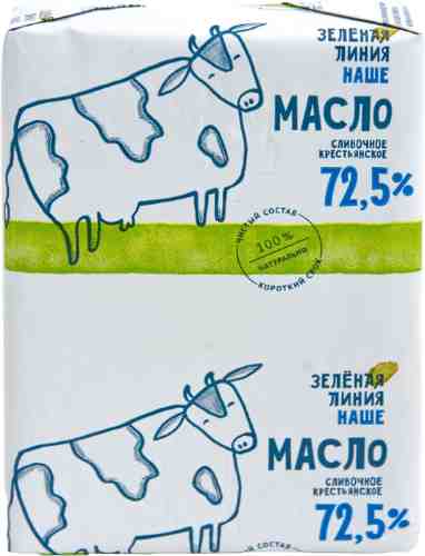 Масло сладко-сливочное Зеленая линия Крестьянское 72.5% 200г арт. 857187