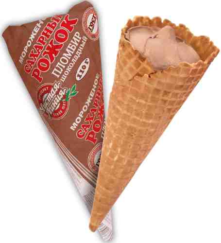 Мороженое Чистая Линия Сахарный рожок пломбир шоколадный 12% 110г арт. 308552