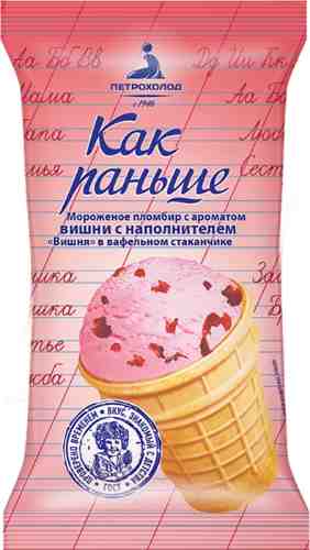 Мороженое Петрохолод Как раньше пломбир со вкусом вишни 90г арт. 1101066