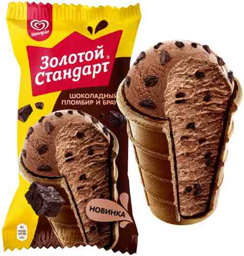Мороженое Золотой Стандарт Шоколадный пломбир и брауни 12% 86г арт. 1200177