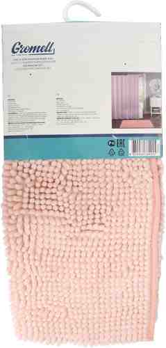 Набор аксессуаров для ванной комнаты Gromell со шторой с кольцами и ковриком розовый арт. 1172372