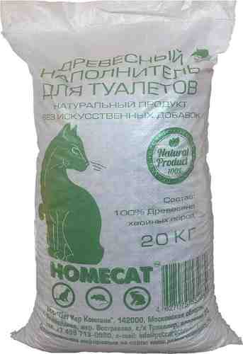 Наполнитель для кошачьего туалета Homecat Древесный 20кг арт. 1012999