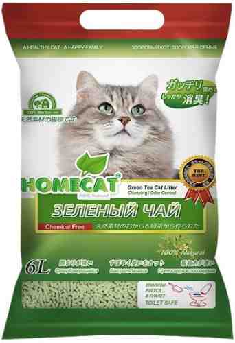 Наполнитель для кошачьего туалета Homecat Эколайн Зеленый чай комкующийся 6л арт. 695236