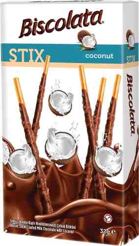 Палочки бисквитные Biscilata в молочном шоколаде с кокосом 32г арт. 1119937