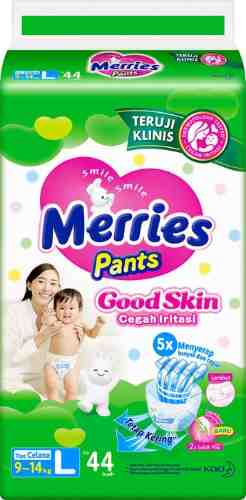 Подгузники-трусики Merries Good skin L 9-14кг 44шт арт. 1031105