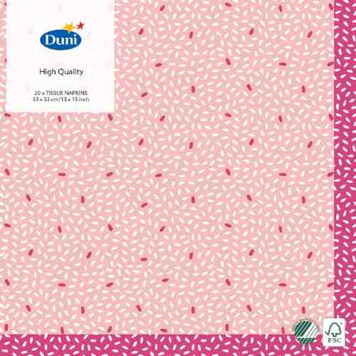 Салфетки бумажные Duni Rice Pink 3 слоя 33*33см 20шт арт. 958697