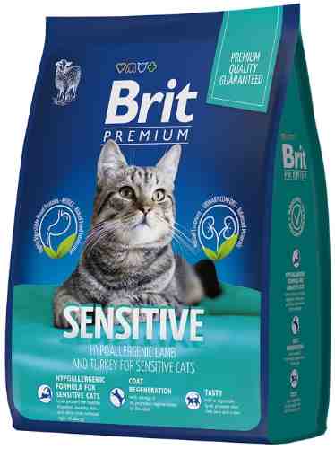 Сухой корм для кошек Brit Premium Sensitive с курицей и бараниной 0.4кг арт. 1187658