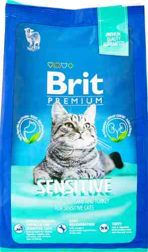 Сухой корм для кошек Brit Premium Sensitive с курицей и бараниной 0.8кг арт. 1187666
