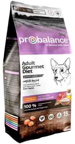 Сухой корм для собак Probalance Adult Gourmet Diet с говядиной и кроликом 15кг арт. 1024790