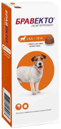 Таблетка для собак MSD Animal Health Бравекто для лечения заражения клещами и блохами 4.5-10кг 250мг арт. 1078930