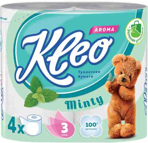 Туалетная бумага Kleo Aroma с ароматом мяты 4 рулона 3 слоя арт. 1039721
