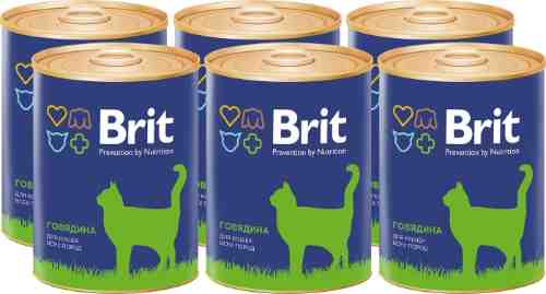 Влажный корм для кошек Brit Говядина 340г (упаковка 6 шт.) арт. 948080pack