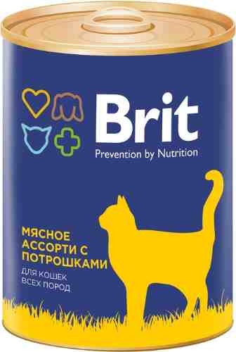 Влажный корм для кошек Brit Мясное ассорти с потрошками 340г арт. 948184