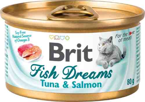 Влажный корм для кошек Brit тунец и лосось 80г арт. 1012872