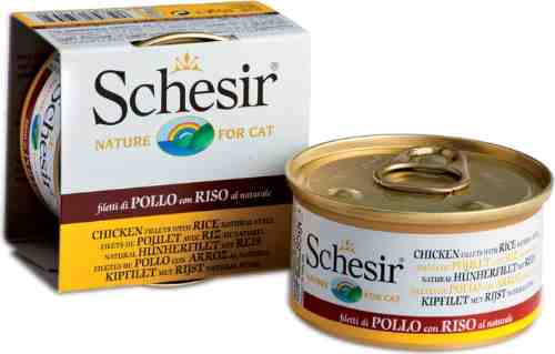 Влажный корм для кошек Schesir c Цыпленком и рисом 85г арт. 716681