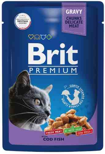 Влажный корм для взрослых кошек Brit Premium с треской в соусе 85г арт. 1178391