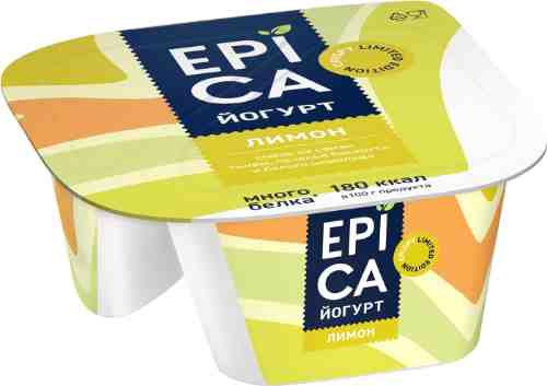 Йогурт Epica Crispy Лимон 4.8% + Смесь из семян тыквы печенья и белого шоколада 140г арт. 510168