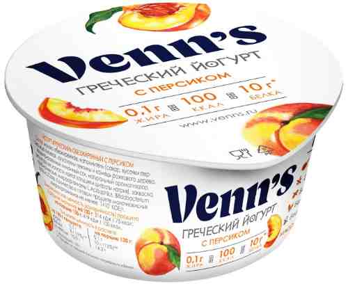 Йогурт Venns Греческий обезжиренный с персиком 0.1% 130г арт. 877533